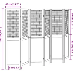vidaXL Kamerscherm met 6 panelen massief paulowniahout wit