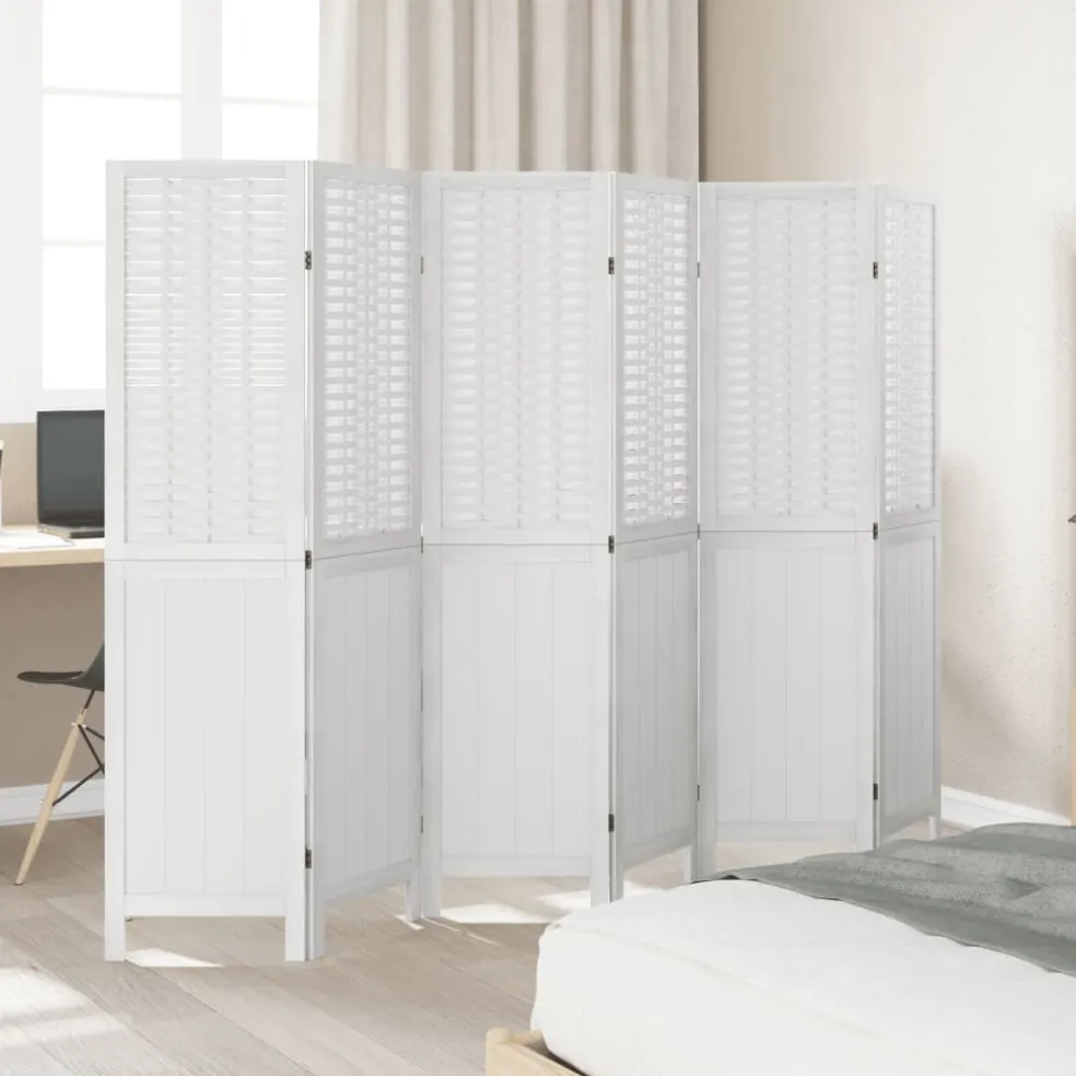 vidaXL Kamerscherm met 6 panelen massief paulowniahout wit