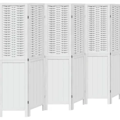 vidaXL Kamerscherm met 6 panelen massief paulowniahout wit