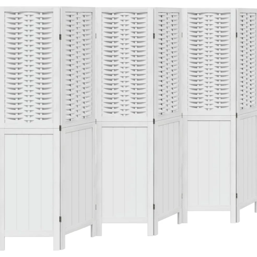 vidaXL Kamerscherm met 6 panelen massief paulowniahout wit