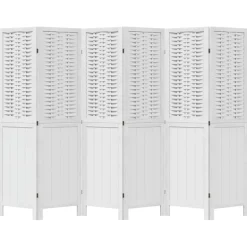 vidaXL Kamerscherm met 6 panelen massief paulowniahout wit