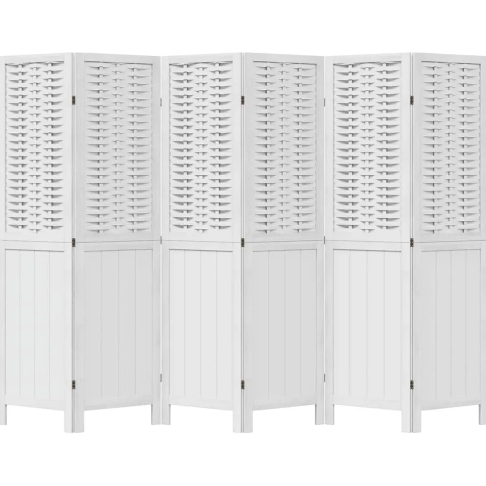vidaXL Kamerscherm met 6 panelen massief paulowniahout wit