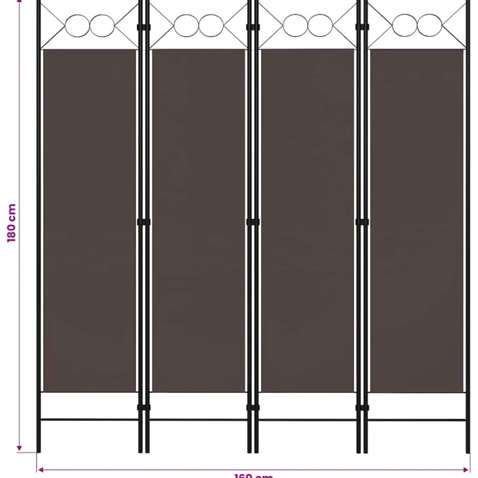 vidaXL Kamerscherm met 4 panelen 160x180 cm bruin