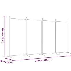 vidaXL Kamerscherm met 4 panelen 346x180 cm stof bruin