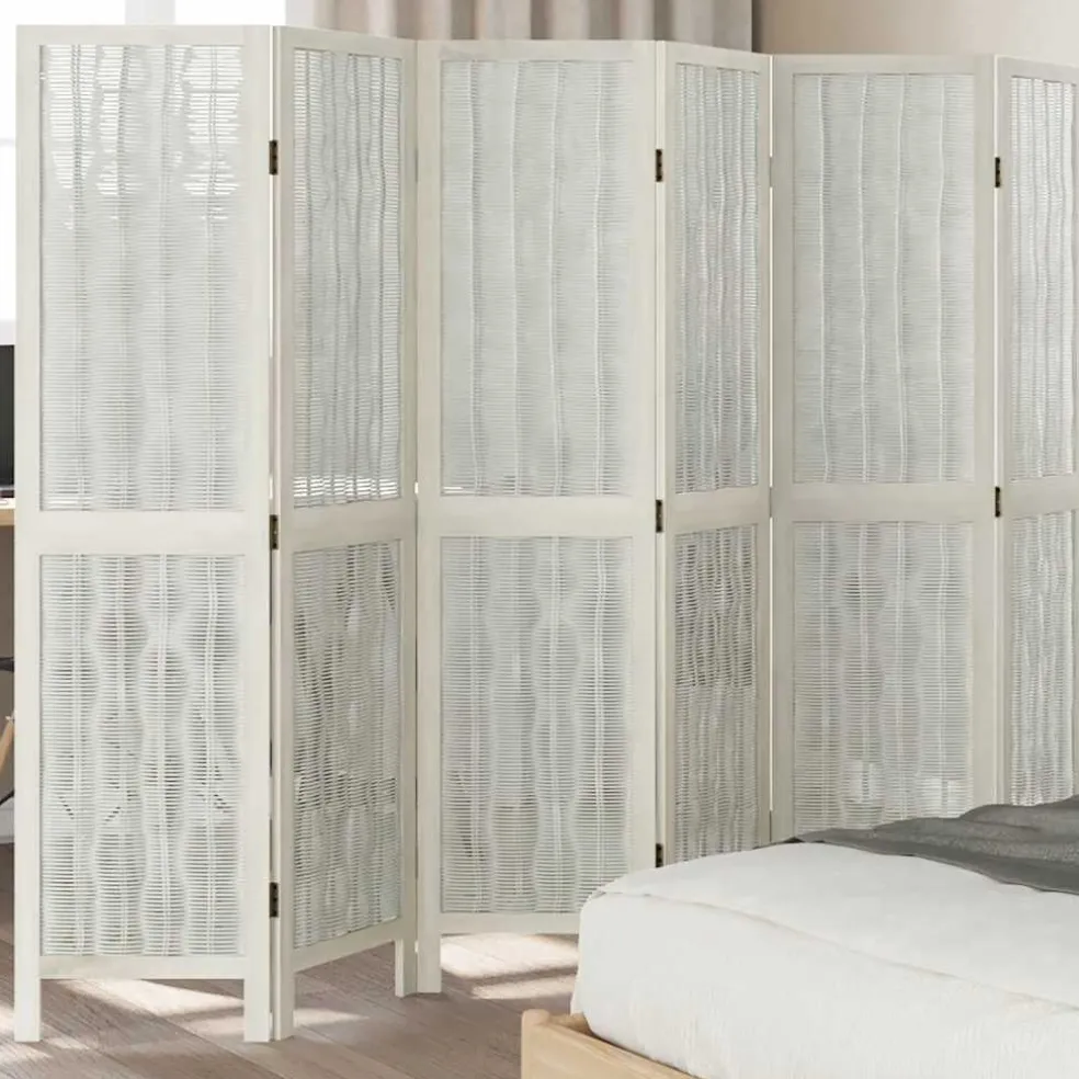 vidaXL Kamerscherm met 6 panelen massief paulowniahout wit