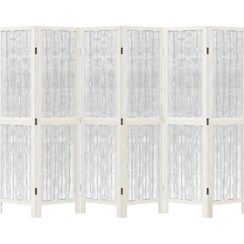 vidaXL Kamerscherm met 6 panelen massief paulowniahout wit