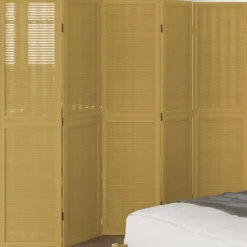 vidaXL Kamerscherm met 5 panelen massief paulowniahout bruin