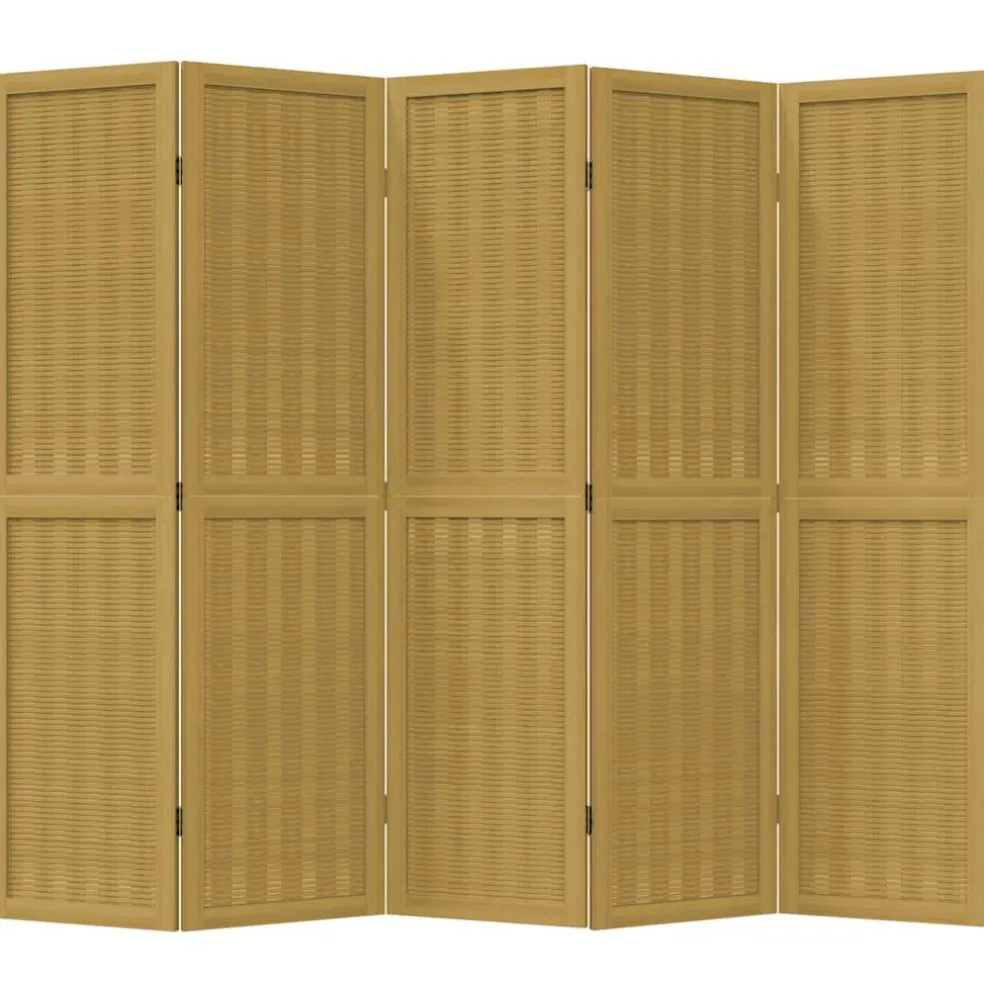 vidaXL Kamerscherm met 5 panelen massief paulowniahout bruin