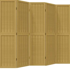 vidaXL Kamerscherm met 5 panelen massief paulowniahout bruin
