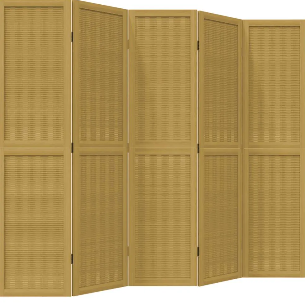 vidaXL Kamerscherm met 5 panelen massief paulowniahout bruin