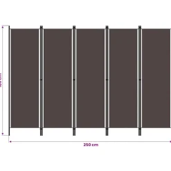 vidaXL Kamerscherm met 5 panelen 250x180 cm bruin