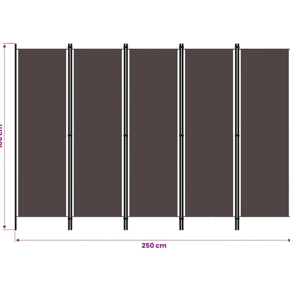 vidaXL Kamerscherm met 5 panelen 250x180 cm bruin