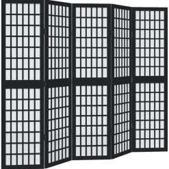 vidaXL Kamerscherm met 5 panelen massief paulowniahout zwart
