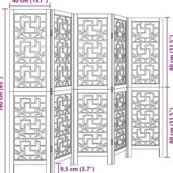 vidaXL Kamerscherm met 5 panelen massief paulowniahout bruin