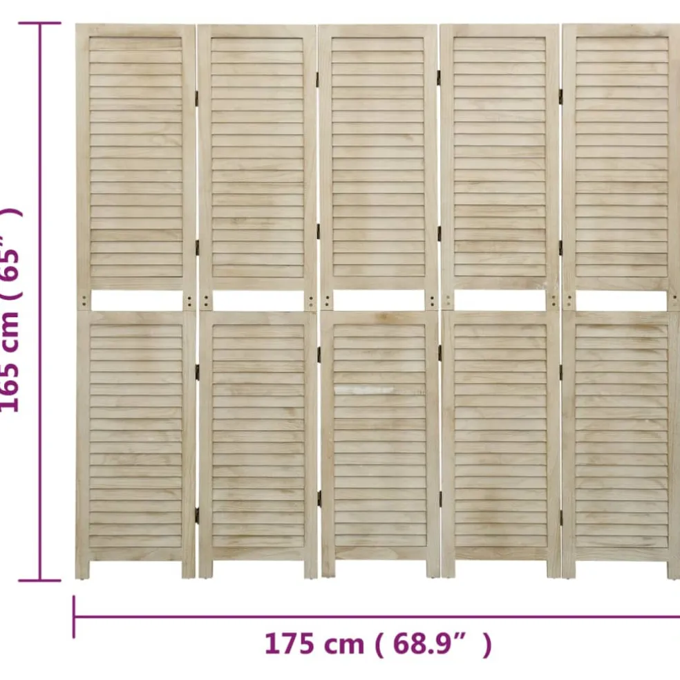 vidaXL Kamerscherm met 5 panelen 175x165 cm massief paulowniahout
