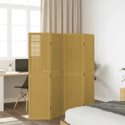 vidaXL Kamerscherm met 4 panelen massief paulowniahout bruin
