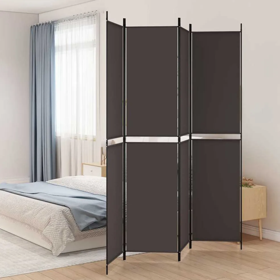 vidaXL Kamerscherm met 4 panelen 200x220 cm stof bruin