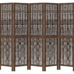 vidaXL Kamerscherm met 5 panelen massief paulowniahout donkerbruin