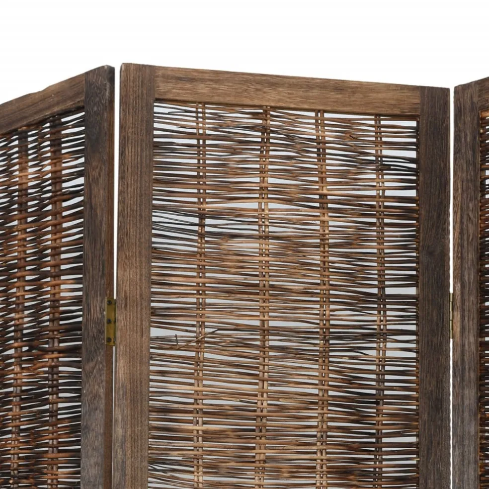vidaXL Kamerscherm met 5 panelen massief paulowniahout donkerbruin
