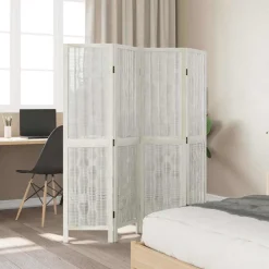 vidaXL Kamerscherm met 4 panelen massief paulowniahout wit