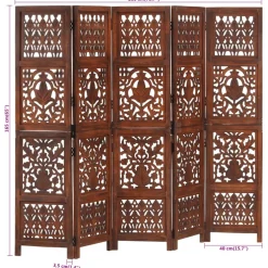 vidaXL Kamerscherm 5 panelen handgesneden 200x165 cm mangohout bruin