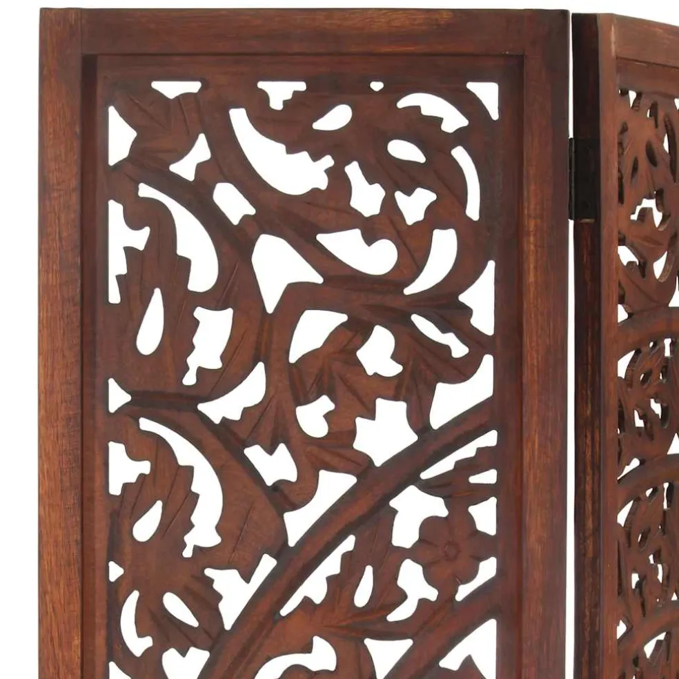 vidaXL Kamerscherm 3 panelen handgesneden 120x165 cm mangohout bruin