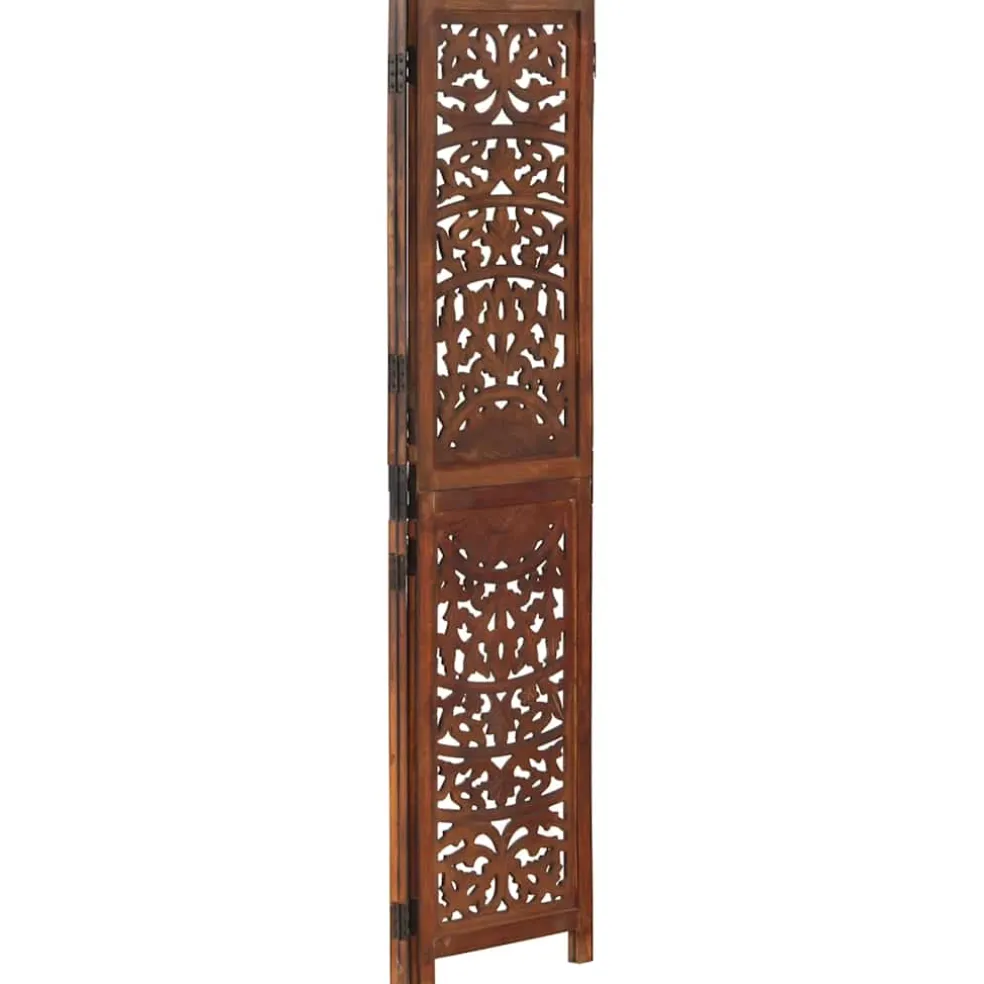 vidaXL Kamerscherm 3 panelen handgesneden 120x165 cm mangohout bruin