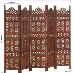 vidaXL Kamerscherm 5 panelen handgesneden 200x165 cm mangohout bruin