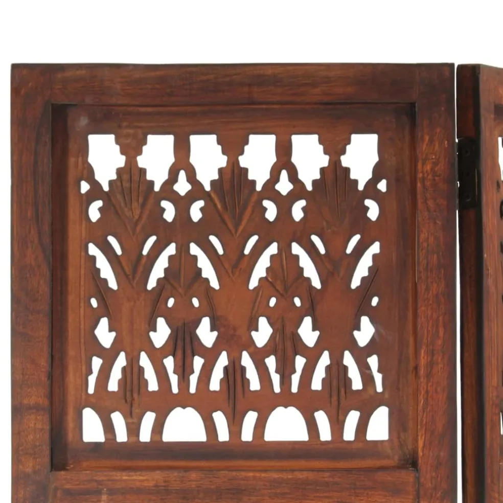 vidaXL Kamerscherm 3 panelen handgesneden 120x165 cm mangohout bruin