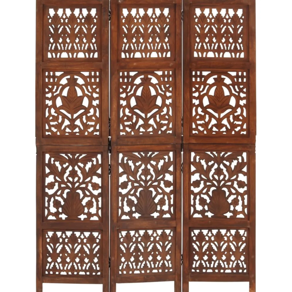 vidaXL Kamerscherm 3 panelen handgesneden 120x165 cm mangohout bruin