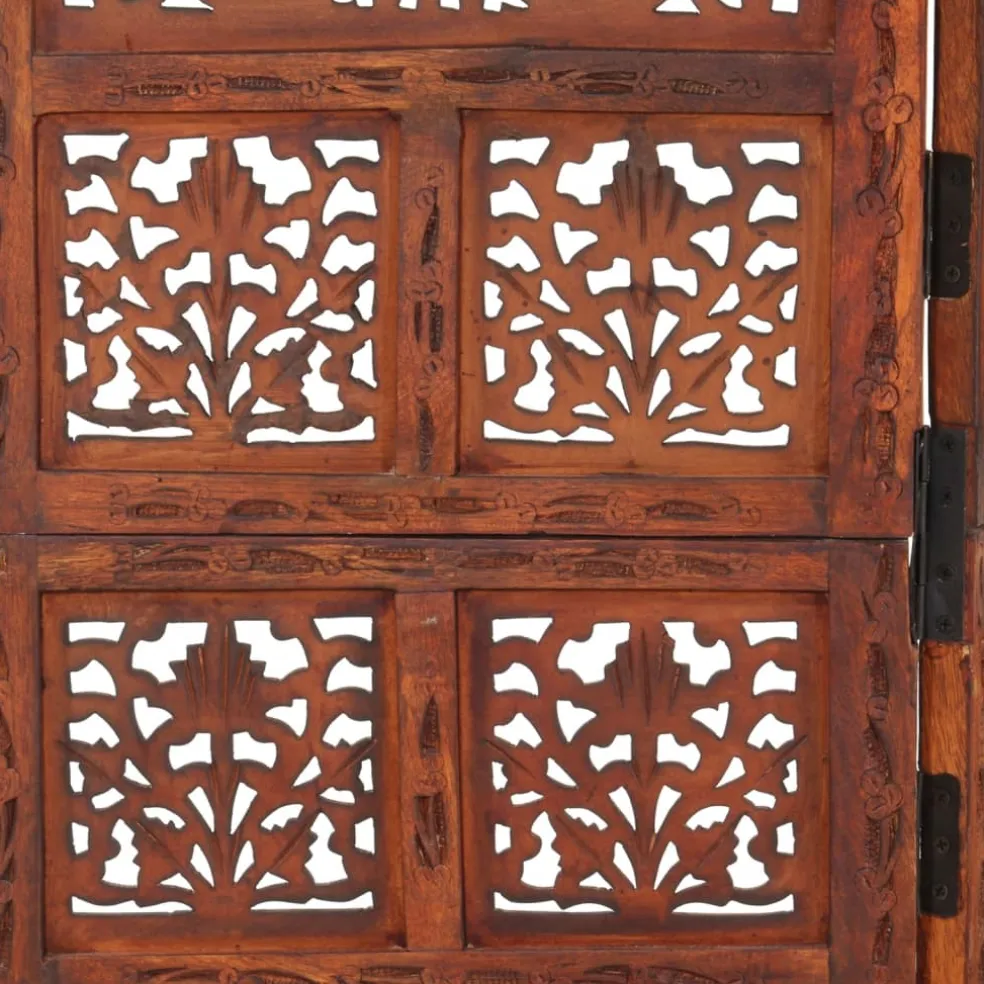 vidaXL Kamerscherm 4 panelen handgesneden 160x165 cm mangohout bruin