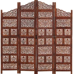 vidaXL Kamerscherm 4 panelen handgesneden 160x165 cm mangohout bruin