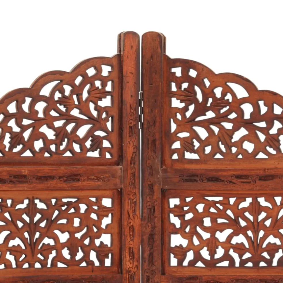 vidaXL Kamerscherm 4 panelen handgesneden 160x165 cm mangohout bruin