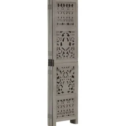 vidaXL Kamerscherm 5 panelen handgesneden 200x165 cm mangohout grijs