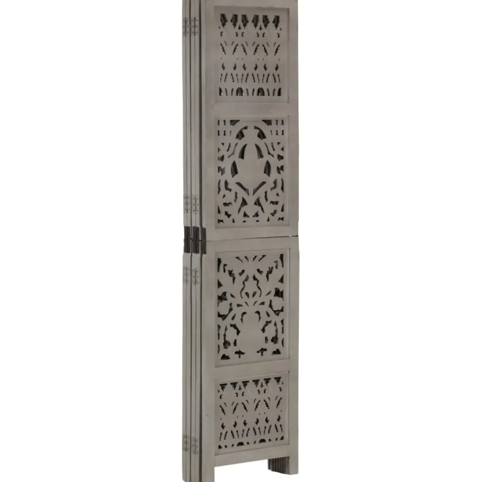 vidaXL Kamerscherm 5 panelen handgesneden 200x165 cm mangohout grijs