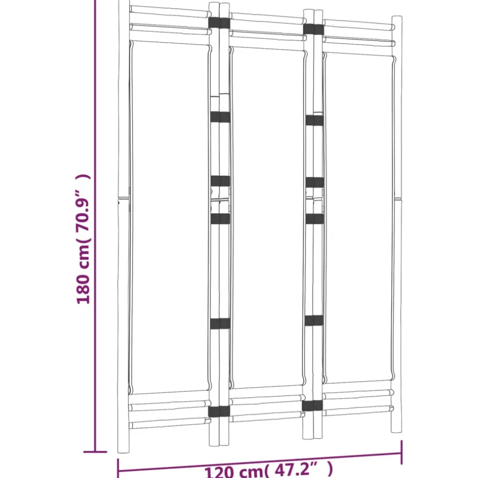 vidaXL Kamerscherm 3-panelen inklapbaar 120 cm bamboe en canvas