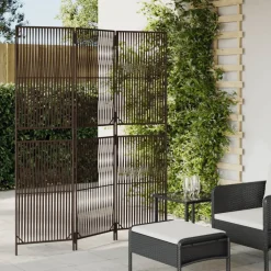 vidaXL Kamerscherm 3 panelen poly rattan bruin
