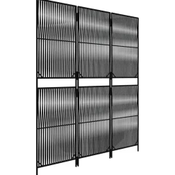vidaXL Kamerscherm 3 panelen poly rattan zwart