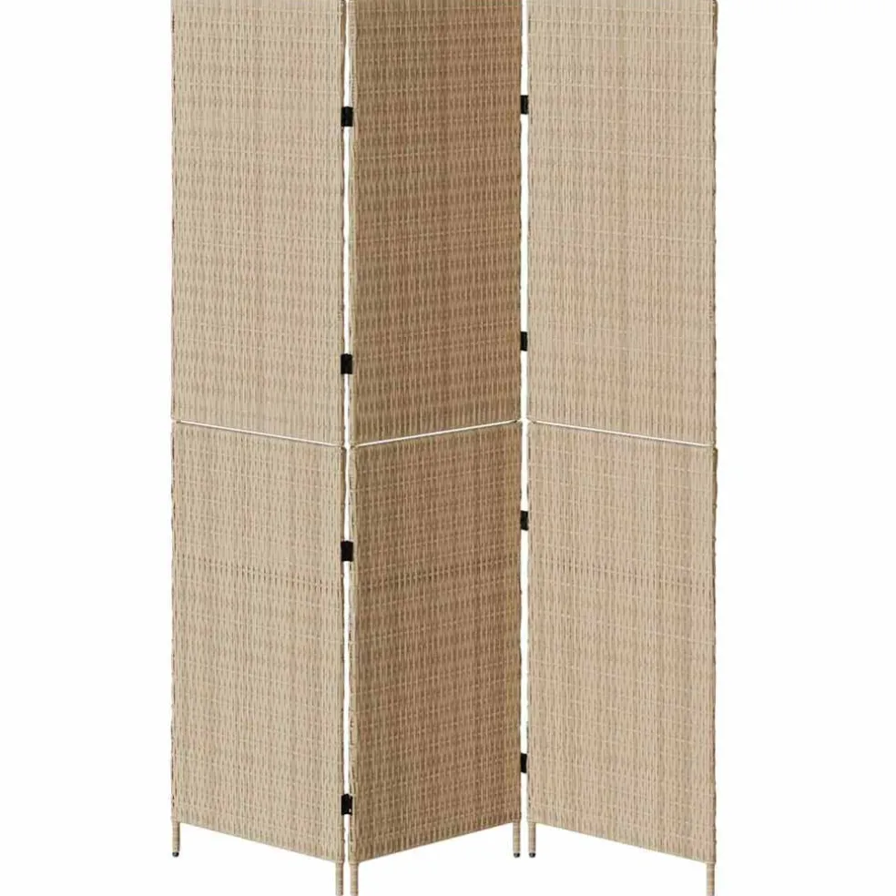 vidaXL Kamerverdeler Beige 147 x 180 cm poly rattan