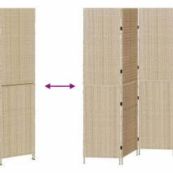 vidaXL Kamerverdeler Beige 147 x 180 cm poly rattan