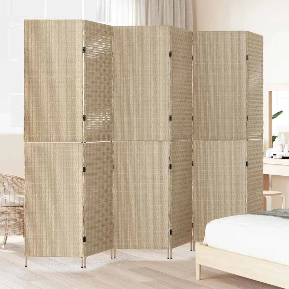 vidaXL Kamerverdeler Beige 292 x 180 cm poly rattan