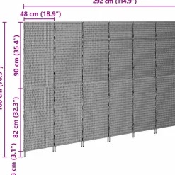 vidaXL Kamerverdeler Beige 292 x 180 cm poly rattan