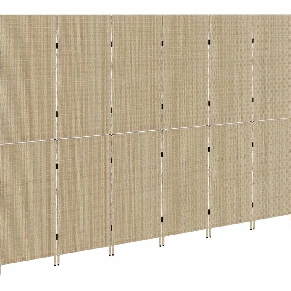 vidaXL Kamerverdeler Beige 292 x 180 cm poly rattan