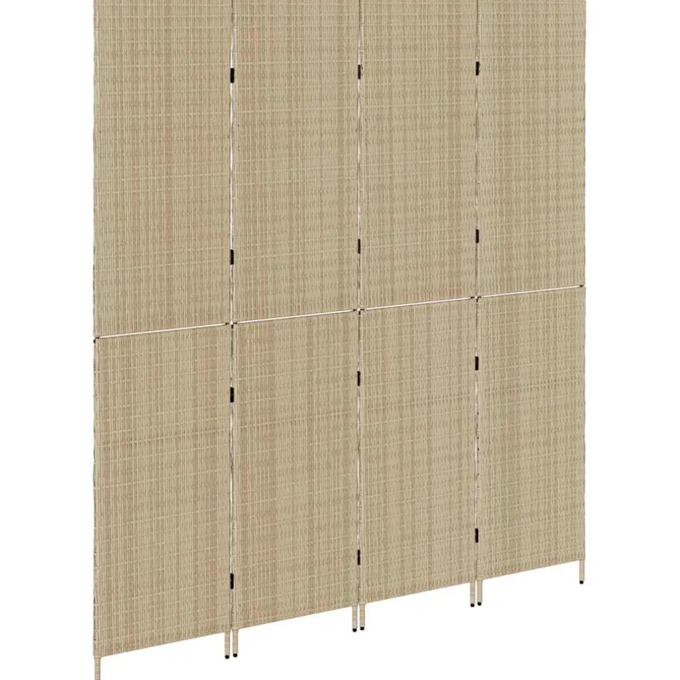 vidaXL Kamerverdeler Beige 195 x 200 cm poly rattan