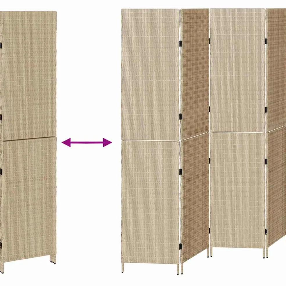 vidaXL Kamerverdeler Beige 195 x 200 cm poly rattan