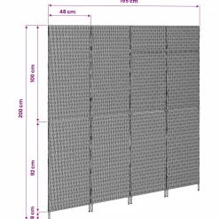vidaXL Kamerverdeler Beige 195 x 200 cm poly rattan