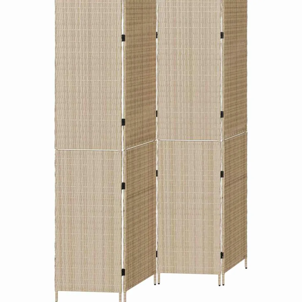 vidaXL Kamerverdeler Beige 195 x 200 cm poly rattan