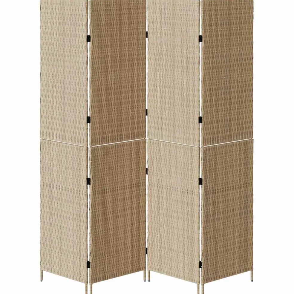 vidaXL Kamerverdeler Beige 195 x 200 cm poly rattan