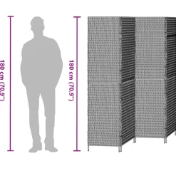 vidaXL Kamerverdeler Bruin 195 x 180 cm poly rattan