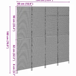 vidaXL Kamerverdeler Bruin 195 x 180 cm poly rattan